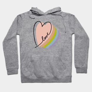 Boho Rainbow Heart Love Letters Line Art Hoodie